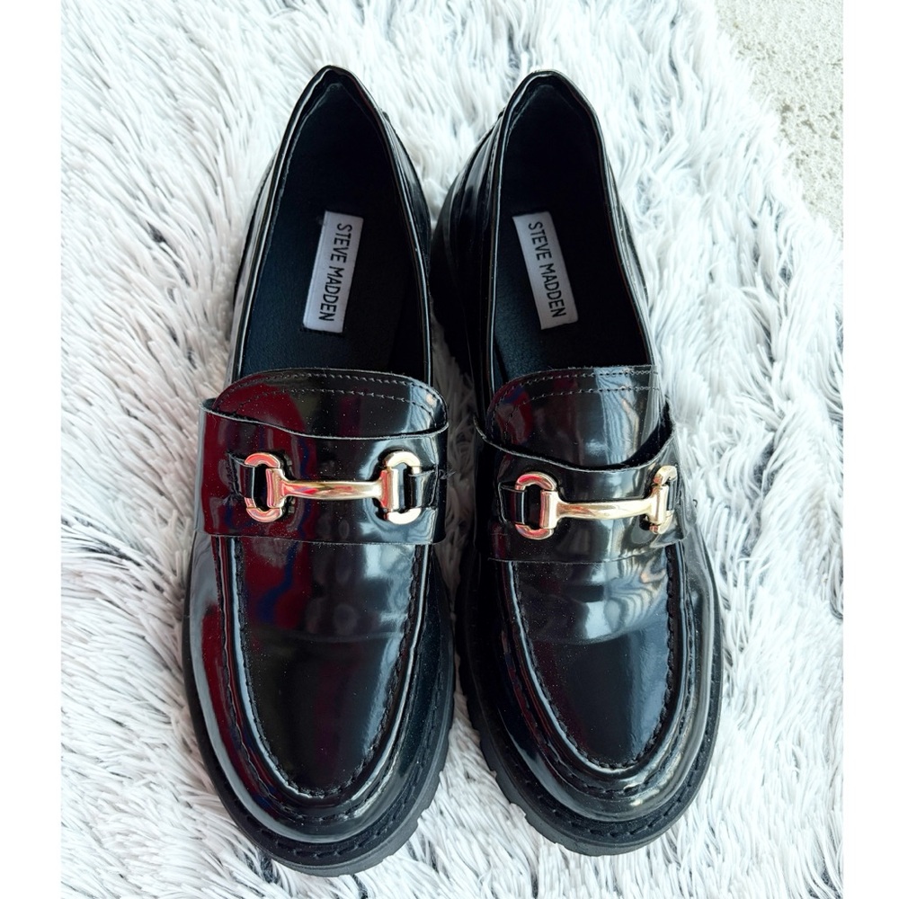 Steve Madden‎ Lando Loafer in Faux Black Patent Leather